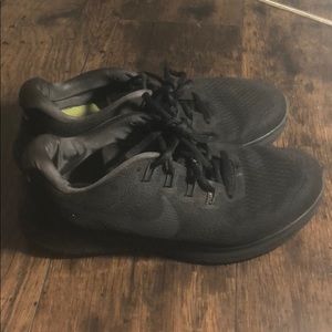 Solid Black Nike Free RN Distance Running Shoes